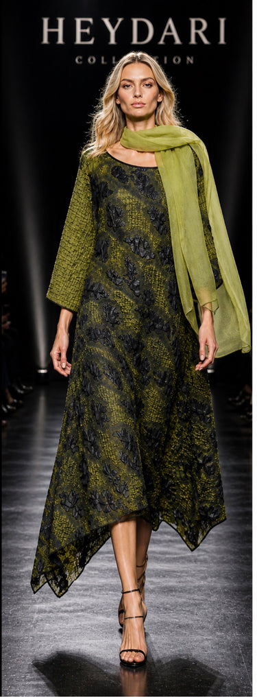 Tapestry Lightweight Dress with Detachable Chiffon Scarf