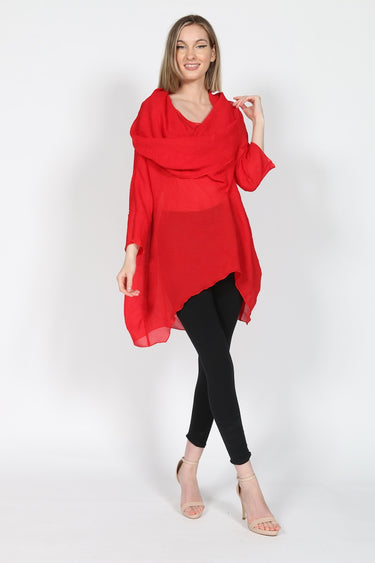 Red pleated top