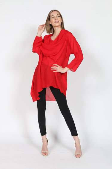 Red pleated top