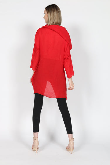 Red pleated top